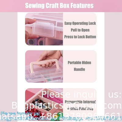 Office Supply Art &amp; Craft Storage Box, Sewing Box Organiser Large With A Removable Tray Partition, Portable