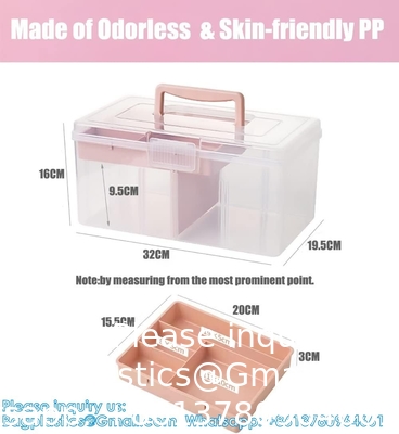 Office Supply Art &amp; Craft Storage Box, Sewing Box Organiser Large With A Removable Tray Partition, Portable