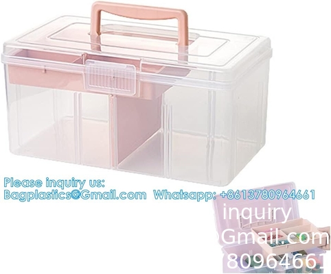 Office Supply Art &amp; Craft Storage Box, Sewing Box Organiser Large With A Removable Tray Partition, Portable