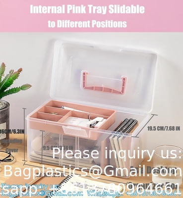 Office Supply Art &amp; Craft Storage Box, Sewing Box Organiser Large With A Removable Tray Partition, Portable