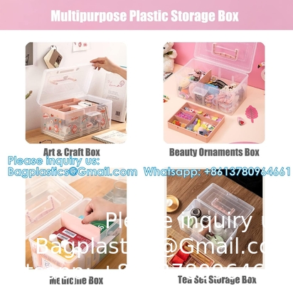 Office Supply Art &amp; Craft Storage Box, Sewing Box Organiser Large With A Removable Tray Partition, Portable