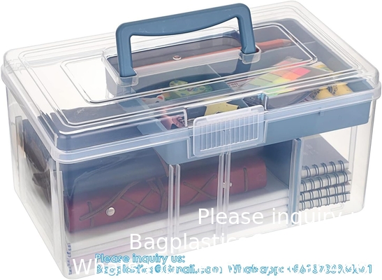 Dividing Box With Removable Tray Multipurpose Stationery Storage Box With Handle Portable Sewing Box Art Craft