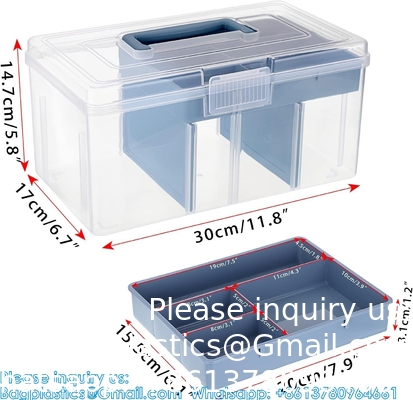 Dividing Box With Removable Tray Multipurpose Stationery Storage Box With Handle Portable Sewing Box Art Craft
