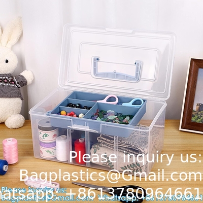 Dividing Box With Removable Tray Multipurpose Stationery Storage Box With Handle Portable Sewing Box Art Craft