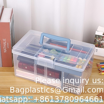 Dividing Box With Removable Tray Multipurpose Stationery Storage Box With Handle Portable Sewing Box Art Craft