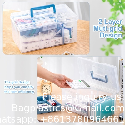 Dividing Box With Removable Tray Multipurpose Stationery Storage Box With Handle Portable Sewing Box Art Craft