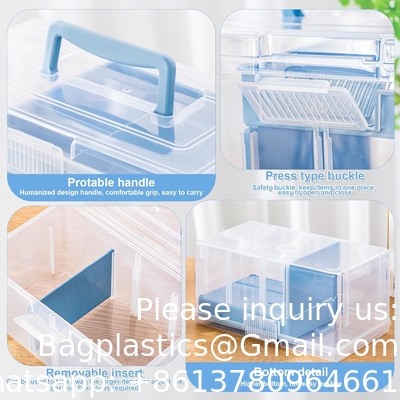 Dividing Box With Removable Tray Multipurpose Stationery Storage Box With Handle Portable Sewing Box Art Craft