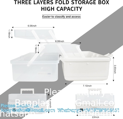 Craft Organizer Storage Box With 3 Layers, Multifunctional Plastic Tool Box With Handle For Sewing, Makeup, Medicine