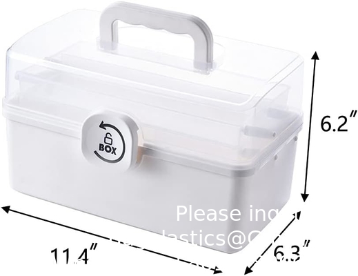 Box With 3-Tier Fold Tray,Tool Organizer Portable Handled Case,Portable Lockable Container For Arts, Crafts,Cosmetic