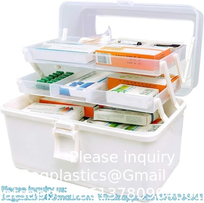 Box With 3-Tier Fold Tray,Tool Organizer Portable Handled Case,Portable Lockable Container For Arts, Crafts,Cosmetic