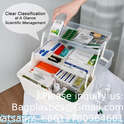 Box With 3-Tier Fold Tray,Tool Organizer Portable Handled Case,Portable Lockable Container For Arts, Crafts,Cosmetic