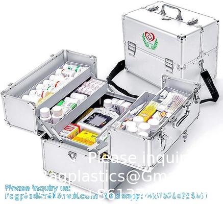 First Aid Kit Lockable First Aid Box Security Lock Medicine Storage Box With Portable Handle,Medication Lock Box