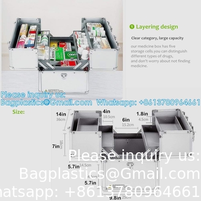 First Aid Kit Lockable First Aid Box Security Lock Medicine Storage Box With Portable Handle,Medication Lock Box