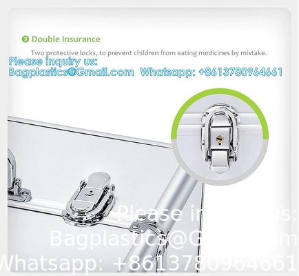 First Aid Kit Lockable First Aid Box Security Lock Medicine Storage Box With Portable Handle,Medication Lock Box