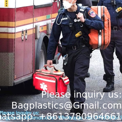 Professional Red Empty Trauma First Aid Medical Bag, 15&quot;X10&quot;X9&quot;, Multi Compartment First Responder Carrier For EMT