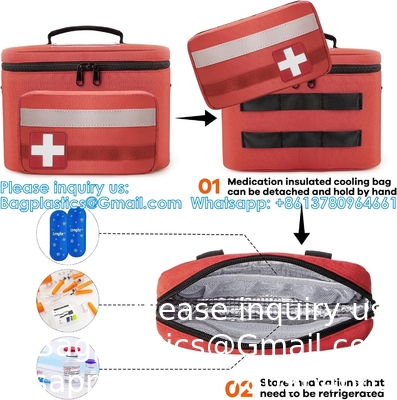 Medicine Storage Bag, Pill Bottle Organizer With Medication Cooler Bag And Small Pouch, Medical Bag For Emergency