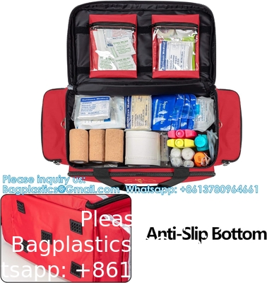 Emergency Responder Trauma Bag Empty, Professional First Aid Kits Storage Medical Bag With Inner Dividers Anti-Scrat