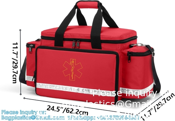 Emergency Responder Trauma Bag Empty, Professional First Aid Kits Storage Medical Bag With Inner Dividers Anti-Scrat
