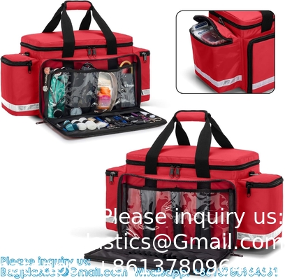 Emergency Responder Trauma Bag Empty, Professional First Aid Kits Storage Medical Bag With Inner Dividers Anti-Scrat