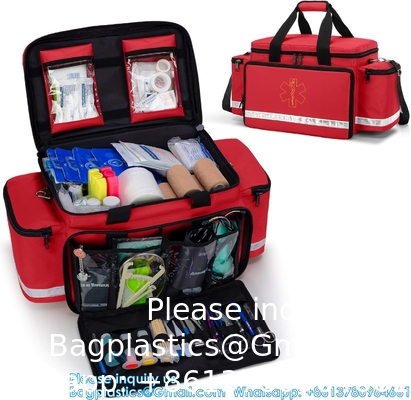Emergency Responder Trauma Bag Empty, Professional First Aid Kits Storage Medical Bag With Inner Dividers Anti-Scrat