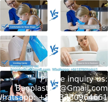 Emesis Bag, Disposable Vomit Bags, Aircraft &amp; Car Sickness Bag, Nausea Bags For Travel Motion Sickness (Blue)