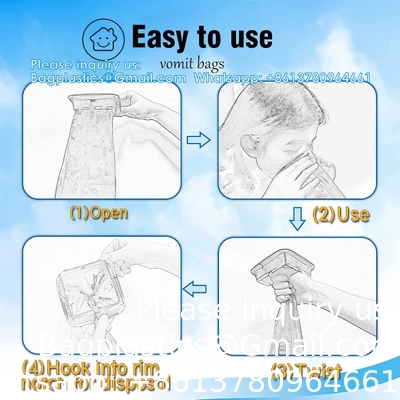 Emesis Bag, Disposable Vomit Bags, Aircraft &amp; Car Sickness Bag, Nausea Bags For Travel Motion Sickness (Blue)