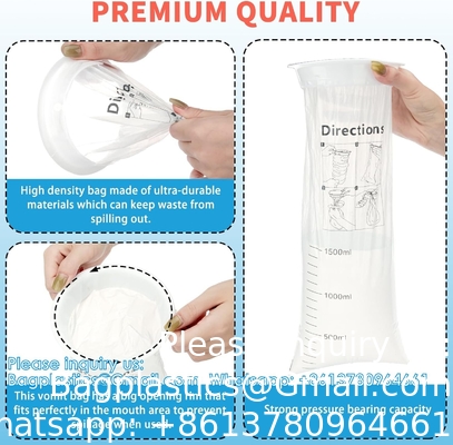 Vomit Bags Disposable Barf Bags 10Pack,1500ml White High Density Emesis Bags With Snap,Perfect For Morning Sickness