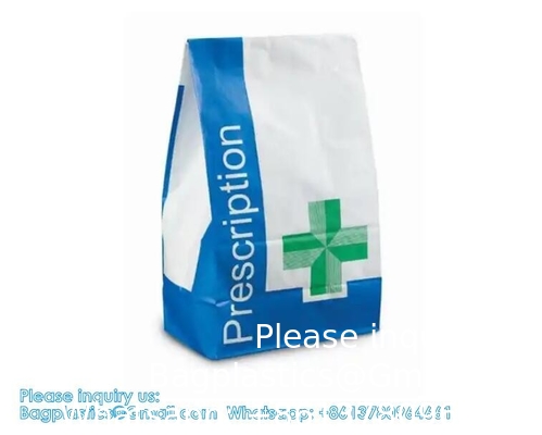 Pharmacy Bag, Prescription Bag 8&quot; x 5&quot; x 17”Pharmacy Paper Bag  Medicine Container, Medication Pack