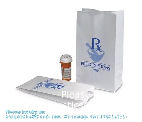 Pharmacy Bag, Prescription Bag 8&quot; x 5&quot; x 17”Pharmacy Paper Bag  Medicine Container, Medication Pack