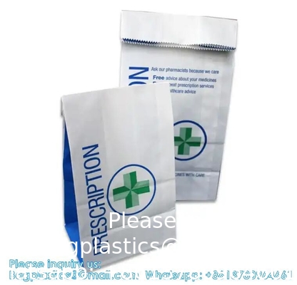 Pharmacy Bag, Prescription Bag 8&quot; x 5&quot; x 17”Pharmacy Paper Bag  Medicine Container, Medication Pack