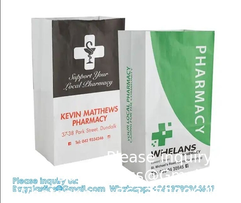 Pharmacy Bag, Prescription Bag 8&quot; x 5&quot; x 17”Pharmacy Paper Bag  Medicine Container, Medication Pack