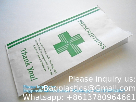 Pharmacy Bag, Prescription Bag 8&quot; x 5&quot; x 17”Pharmacy Paper Bag  Medicine Container, Medication Pack