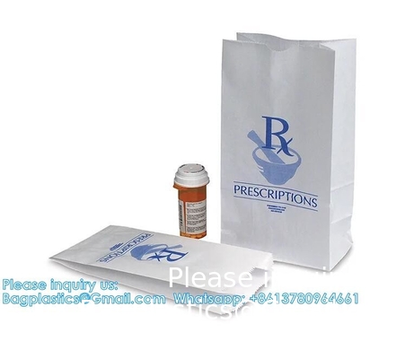Pharmacy Bag, Prescription Bag 8&quot; x 5&quot; x 17”Pharmacy Paper Bag  Medicine Container, Medication Pack