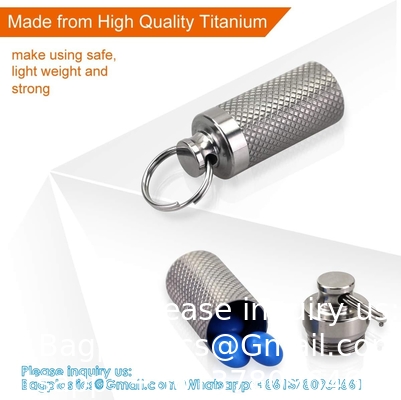 Keychain Pill Holder (5 Pack), Aluminum Waterproof Portable Small Travel Medicine Bottle Case Box Container For Purse