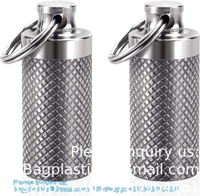 Keychain Pill Holder (5 Pack), Aluminum Waterproof Portable Small Travel Medicine Bottle Case Box Container For Purse