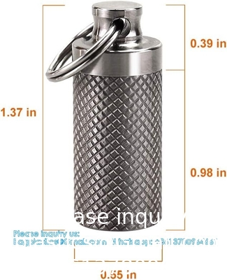 Keychain Pill Holder (5 Pack), Aluminum Waterproof Portable Small Travel Medicine Bottle Case Box Container For Purse