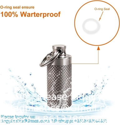 Keychain Pill Holder (5 Pack), Aluminum Waterproof Portable Small Travel Medicine Bottle Case Box Container For Purse