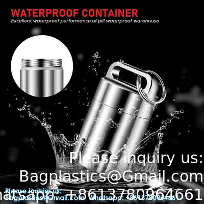 Titanium Small Pill Holder Keychain, Portable Pill Case Waterproof Pocket Pill Box Container Carrier To Hold Pills