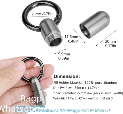 Titanium Pill Case Waterproof Pill Fob For Emergency Aspirin &amp; Nitroglycerin For Travel Purse Pocket