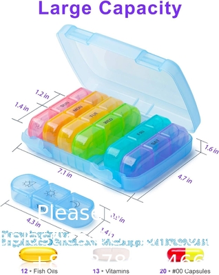 Extra Large Weekly Pill Organizer, 7 Days Pill Case Travel Daily Pill Box Portable Medicine Organizer Compartment