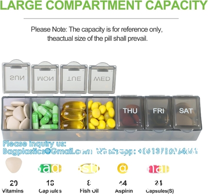 Extra Large Weekly Pill Organizer, 7 Days Pill Case Travel Daily Pill Box Portable Medicine Organizer Compartment