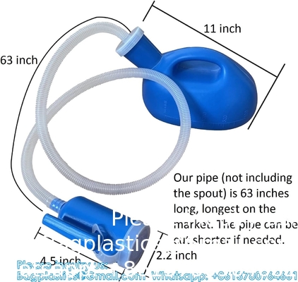 Portable Urinals Spill Proof 2000 Ml 68 Oz Urine Bottles For Men 63&quot; Long Tube Urinals For Men Urine Jug Pipe