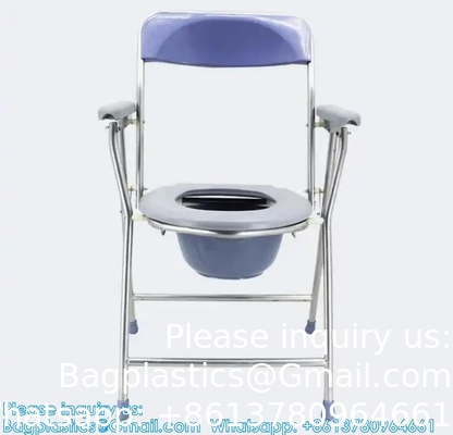 Folding Lightweight Commode Chair With Top Loading Easily Removable Chamber Pot, Commode Chair, Portable Toilet