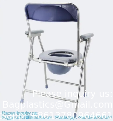 Folding Lightweight Commode Chair With Top Loading Easily Removable Chamber Pot, Commode Chair, Portable Toilet