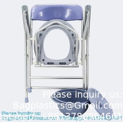 Folding Lightweight Commode Chair With Top Loading Easily Removable Chamber Pot, Commode Chair, Portable Toilet