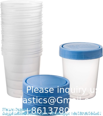 Specimen Cups With Leak Proof Screw On Lids - 4oz Clear Non-Sterile Urine Sample Jars - Containers