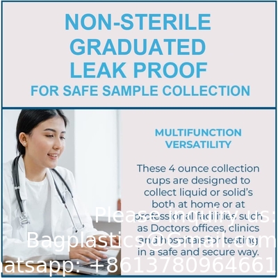 Specimen Cups With Leak Proof Screw On Lids - 4oz Clear Non-Sterile Urine Sample Jars - Containers
