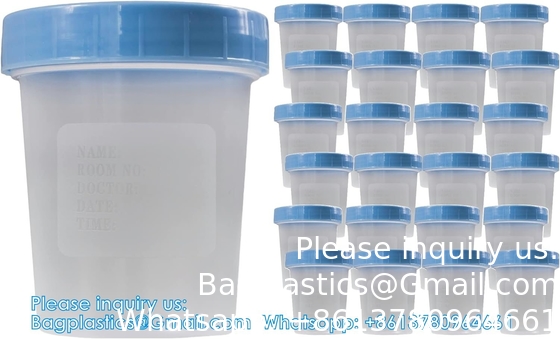 Specimen Cups With Leak Proof Screw On Lids - 4oz Clear Non-Sterile Urine Sample Jars - Containers