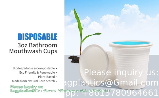 Compostable Disposable 3oz Bathroom Cups 100P Mouthwash Eco Friendly  Cups Biodegradable Bath Rinse Medicin