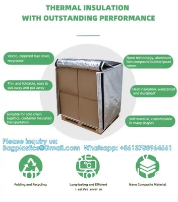 Thermal Hood Moistproof Insulated Pallet Cover With Zipper Pallet Cover Cold Shipping Packaging Insulated Pallet Bag